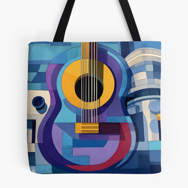 Item preview, Transform Your Space with Abstract Geometric Guitar and Vibrant Architectural Composition designed and sold by OlfactoART Studio.