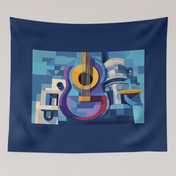 Item preview, Transform Your Space with Abstract Geometric Guitar and Vibrant Architectural Composition designed and sold by OlfactoART Studio.
