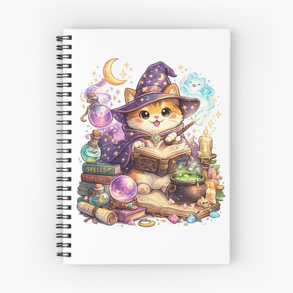 Item preview, Kawaii Wizard Cat Spellbook Magic designed and sold by EpicwaveDesigns.