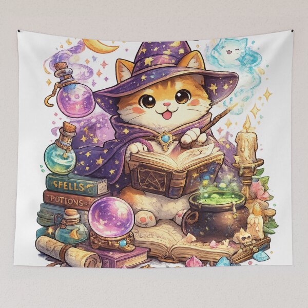 Item preview, Kawaii Wizard Cat Spellbook Magic designed and sold by EpicwaveDesigns.