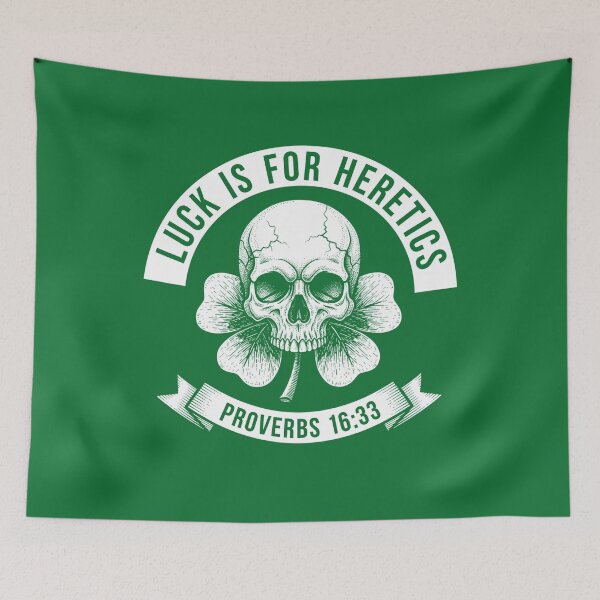 Item preview, Luck is for Heretics Proverbs 16:33 - Dark Religious Humor Gift designed and sold by Bobo Shirts .