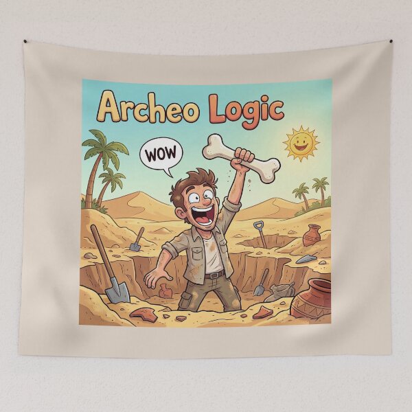 Item preview, Archeo Logic – Funny Archaeologist Discovery Cartoon designed and sold by WordPlayStudio.