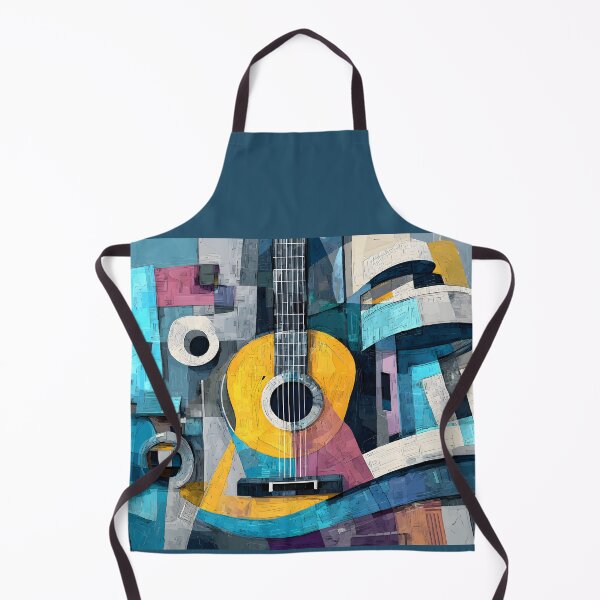 Item preview, Energize Your Room with Vibrant Yellow Guitar Among Colorful Geometric Shapes designed and sold by OlfactoART Studio.