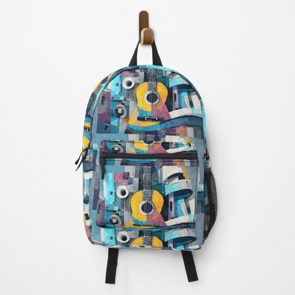 Item preview, Energize Your Room with Vibrant Yellow Guitar Among Colorful Geometric Shapes designed and sold by OlfactoART Studio.