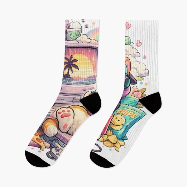 Item preview, Retro Gamer Dog Sunset Chill designed and sold by EpicwaveDesigns.