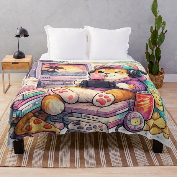 Item preview, Retro Gamer Dog Sunset Chill designed and sold by EpicwaveDesigns.