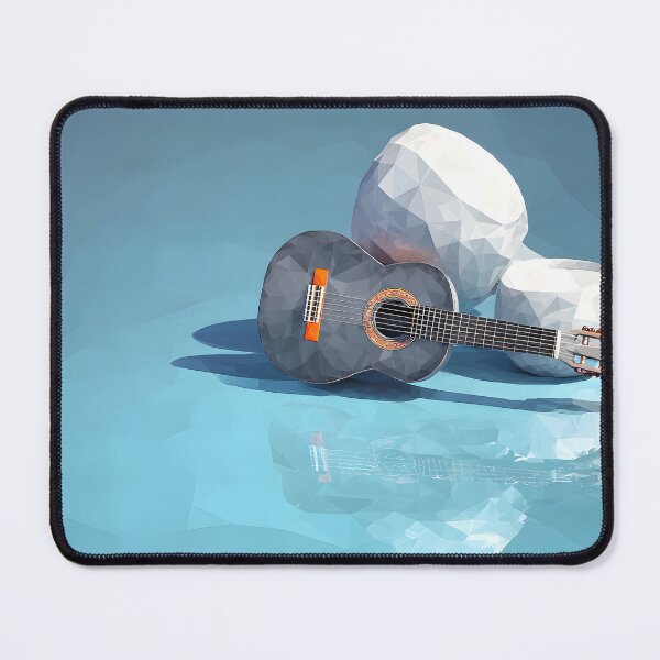 Item preview, Elevate Your Space with Guitar and Geometric White Spheres on Reflective Abstract Surface designed and sold by OlfactoART Studio.