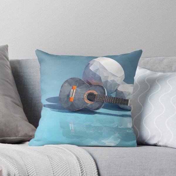 Item preview, Elevate Your Space with Guitar and Geometric White Spheres on Reflective Abstract Surface designed and sold by OlfactoART Studio.