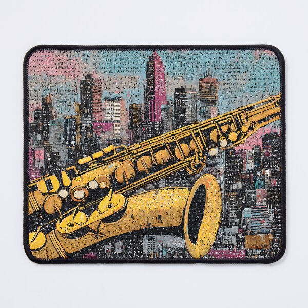 Item preview, Bring Jazz to Life with Saxophone and Vibrant City Skyline Urban Artwork designed and sold by OlfactoART Studio.