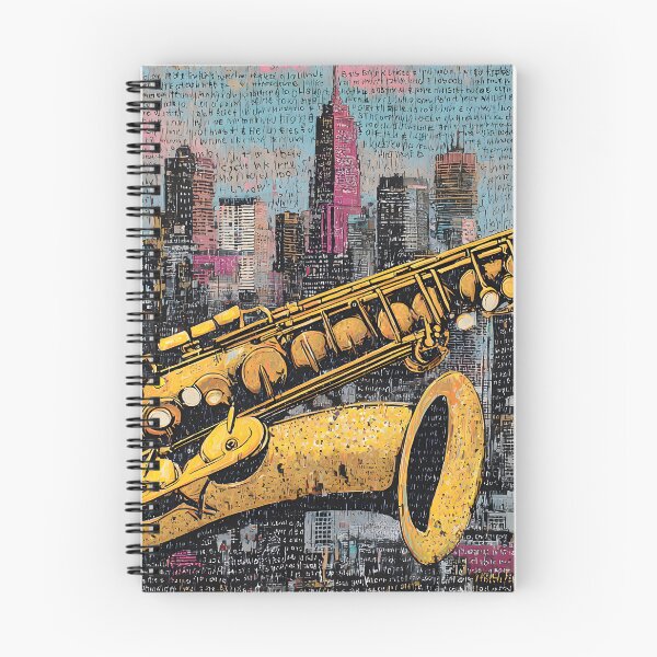Item preview, Bring Jazz to Life with Saxophone and Vibrant City Skyline Urban Artwork designed and sold by OlfactoART Studio.