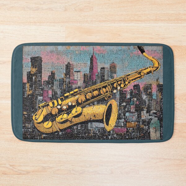Item preview, Bring Jazz to Life with Saxophone and Vibrant City Skyline Urban Artwork designed and sold by OlfactoART Studio.