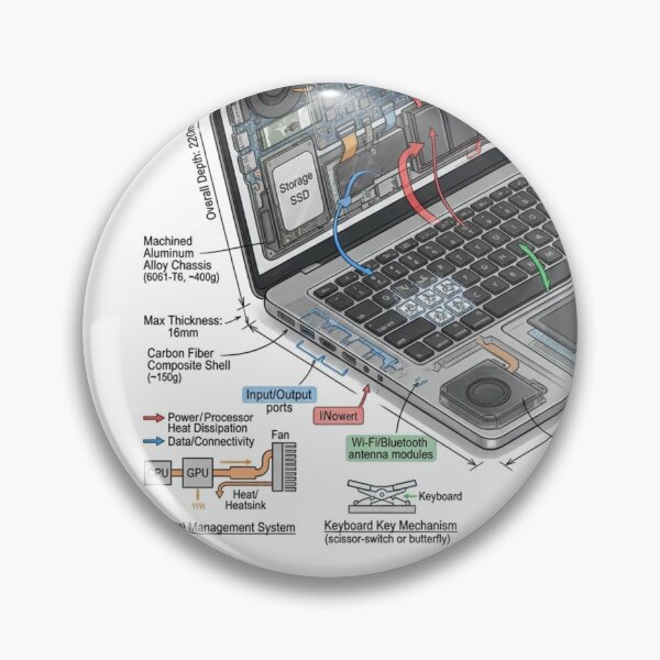 Item preview, Computer Laptop - Cross-section Isometric Drawing designed and sold by Rhu Creations.