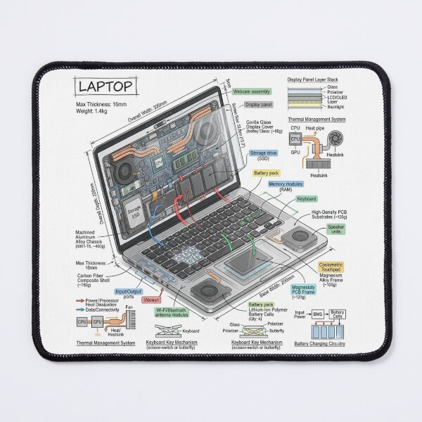 Item preview, Computer Laptop - Cross-section Isometric Drawing designed and sold by Rhu Creations.