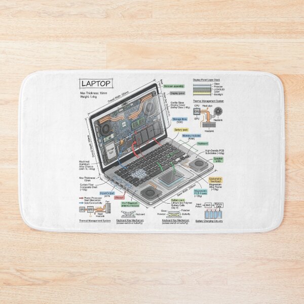Item preview, Computer Laptop - Cross-section Isometric Drawing designed and sold by Rhu Creations.