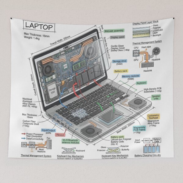 Item preview, Computer Laptop - Cross-section Isometric Drawing designed and sold by Rhu Creations.