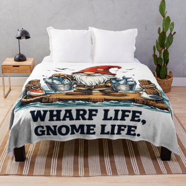 Item preview, Wharf Life, Gnome Life – Coastal Fishing Gnome Illustration designed and sold by SaltyLinesOut.
