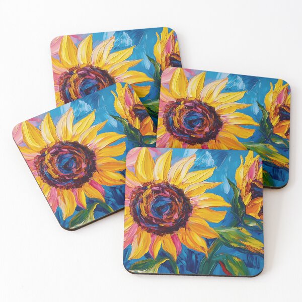 Item preview, Explore Nature with Two Sunflowers Dancing Amidst a Swirling Colorful Sky designed and sold by OlfactoART Studio.