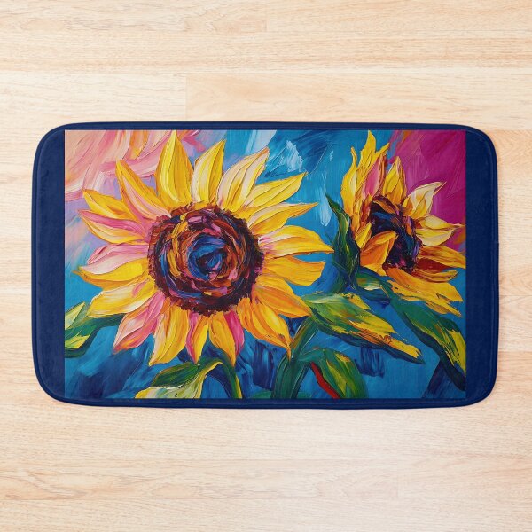 Item preview, Explore Nature with Two Sunflowers Dancing Amidst a Swirling Colorful Sky designed and sold by OlfactoART Studio.