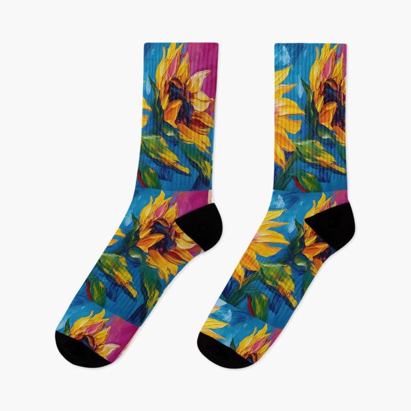 Item preview, Explore Nature with Two Sunflowers Dancing Amidst a Swirling Colorful Sky designed and sold by OlfactoART Studio.