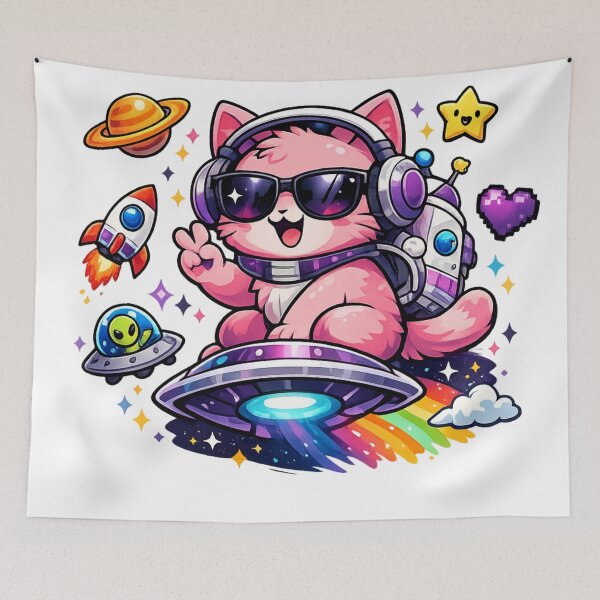 Item preview, Space Explorer Cat UFO Adventure designed and sold by EpicwaveDesigns.