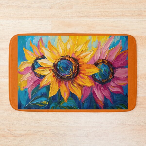 Item preview, Step into Summer with Three Sunflowers Bursting in Bold Yellow and Pink designed and sold by OlfactoART Studio.
