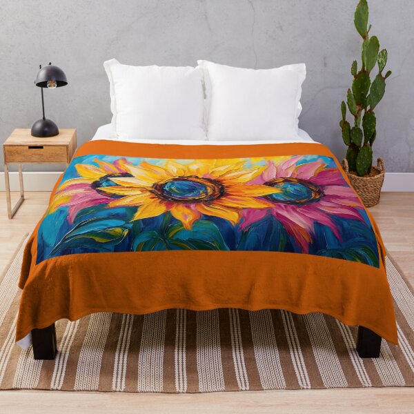 Item preview, Step into Summer with Three Sunflowers Bursting in Bold Yellow and Pink designed and sold by OlfactoART Studio.