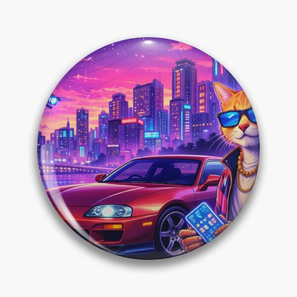 Item preview, Neon Cat Drive in a Cyber City Night designed and sold by ELmestka.