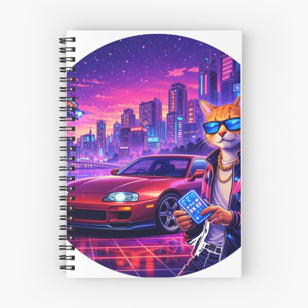 Item preview, Neon Cat Drive in a Cyber City Night designed and sold by ELmestka.