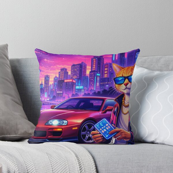 Item preview, Neon Cat Drive in a Cyber City Night designed and sold by ELmestka.