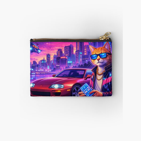 Item preview, Neon Cat Drive in a Cyber City Night designed and sold by ELmestka.