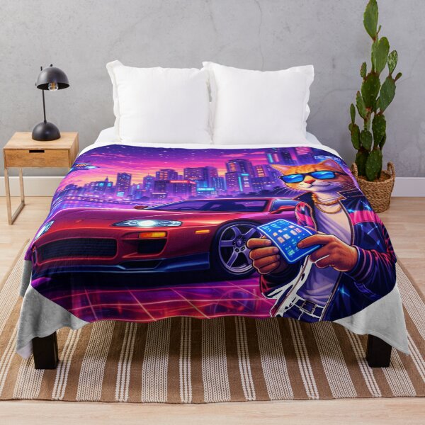 Item preview, Neon Cat Drive in a Cyber City Night designed and sold by ELmestka.