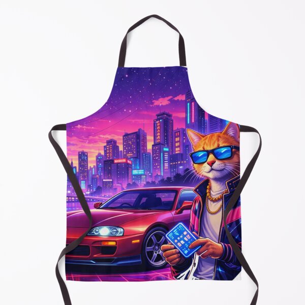 Item preview, Neon Cat Drive in a Cyber City Night designed and sold by ELmestka.