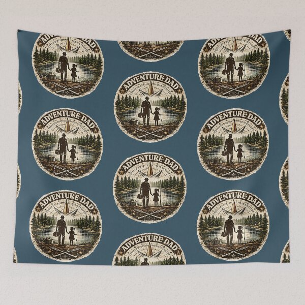 Item preview, Adventure Dad Father Daughter Fishing – Vintage Outdoor Compass Badge designed and sold by SkyTastic.