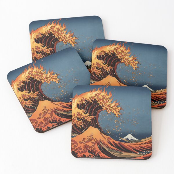 Item preview, Fire Wave — Great Wave Reimagined, Japanese Woodblock Art Print designed and sold by 330-.
