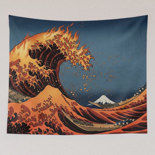 Item preview, Fire Wave — Great Wave Reimagined, Japanese Woodblock Art Print designed and sold by 330-.