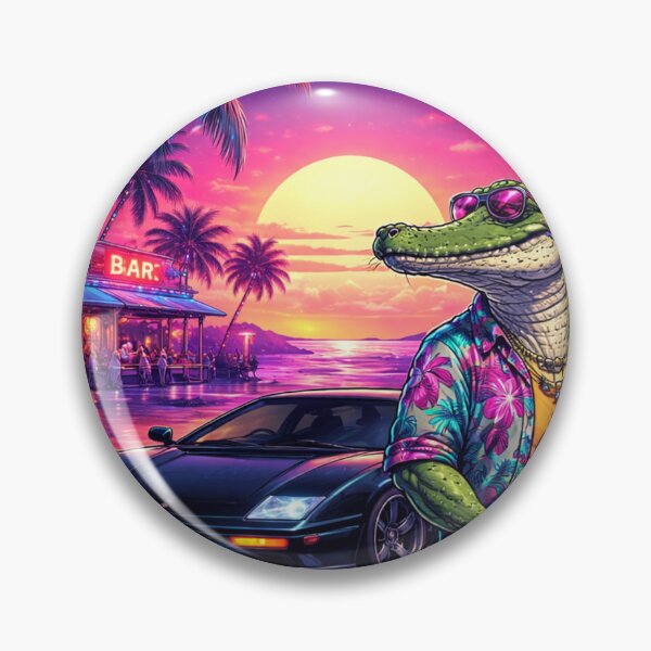 Item preview, Neon Crocodile Nights in a Tropical Sunset designed and sold by ELmestka.