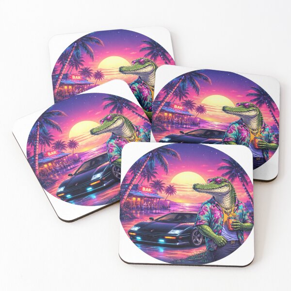 Item preview, Neon Crocodile Nights in a Tropical Sunset designed and sold by ELmestka.