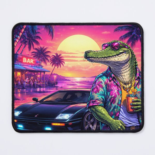 Item preview, Neon Crocodile Nights in a Tropical Sunset designed and sold by ELmestka.