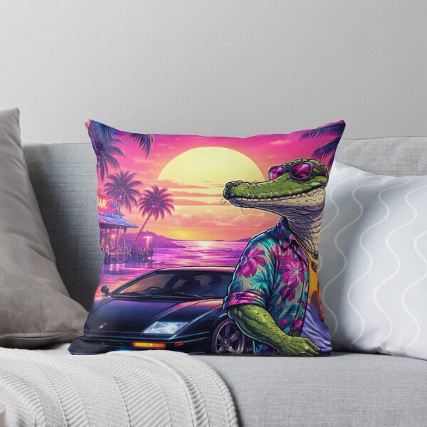 Item preview, Neon Crocodile Nights in a Tropical Sunset designed and sold by ELmestka.