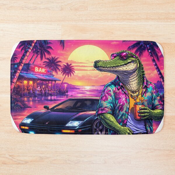 Item preview, Neon Crocodile Nights in a Tropical Sunset designed and sold by ELmestka.