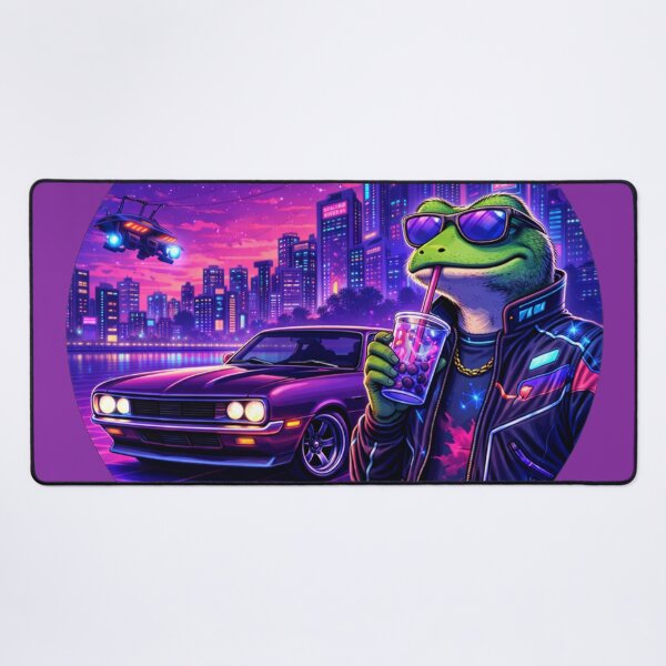 Item preview, Neon Frog Cruise in a Cyber City Night designed and sold by ELmestka.