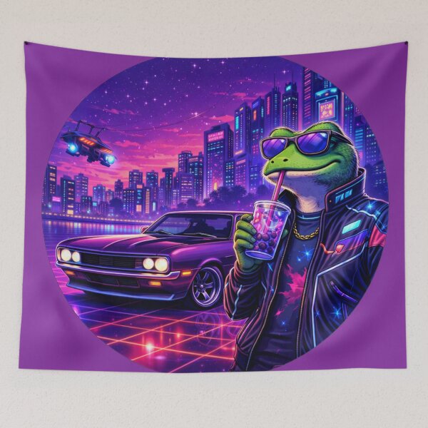 Item preview, Neon Frog Cruise in a Cyber City Night designed and sold by ELmestka.