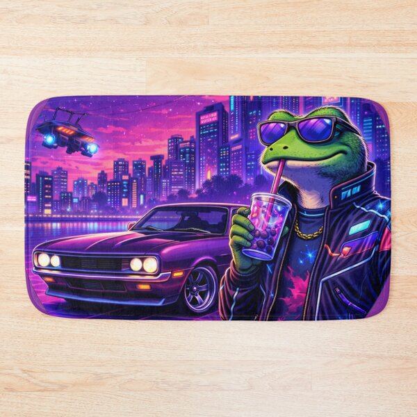 Item preview, Neon Frog Cruise in a Cyber City Night designed and sold by ELmestka.