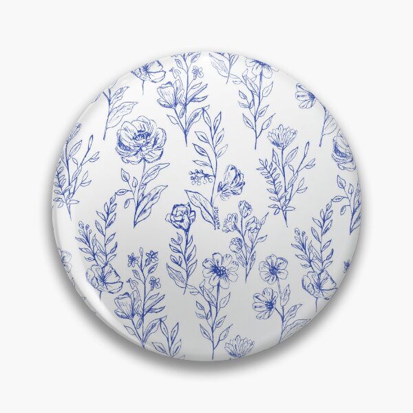 Item preview, blue seamless  hand drawn flowers designed and sold by MooreArtStudio.