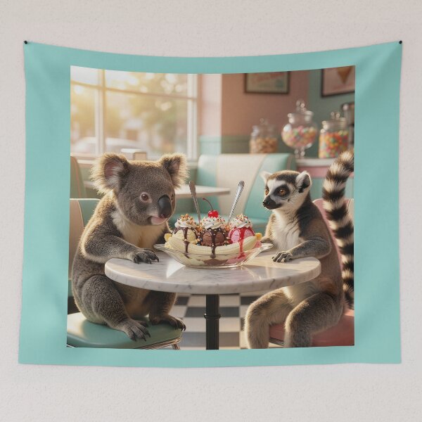 Item preview, Koala and Ring Tailed Lemur Share Banana Split designed and sold by Tridentulus.