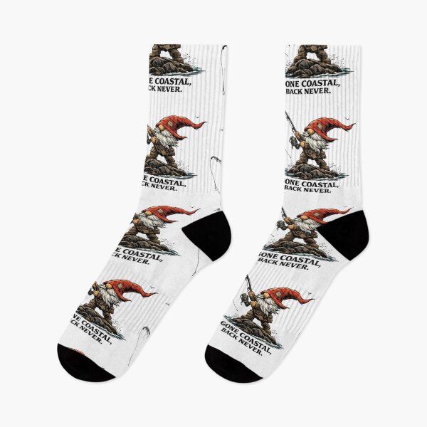 Item preview, Gone Coastal Back Never – Adventurous Fishing Gnome Coastal Illustration designed and sold by SaltyLinesOut.