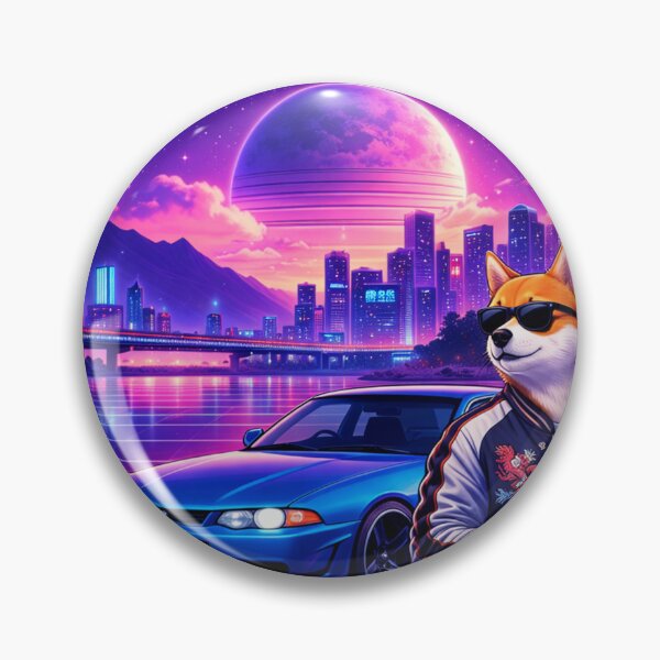 Item preview, Neon Shiba Ride in a Cosmic City Night designed and sold by ELmestka.