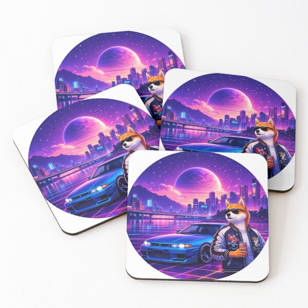 Item preview, Neon Shiba Ride in a Cosmic City Night designed and sold by ELmestka.