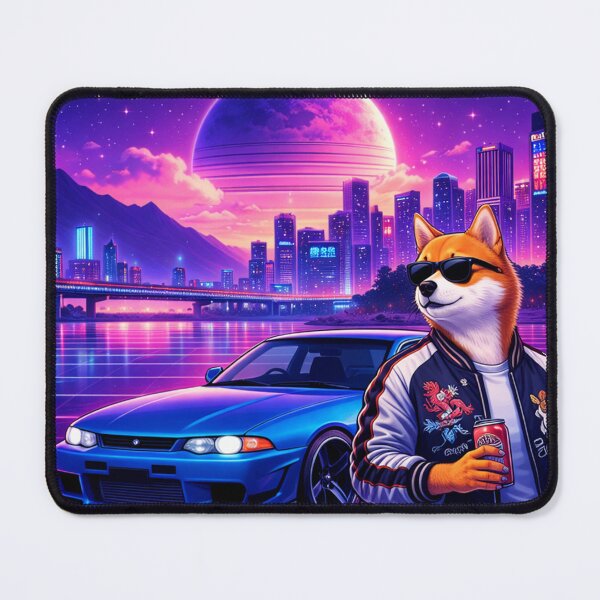 Item preview, Neon Shiba Ride in a Cosmic City Night designed and sold by ELmestka.
