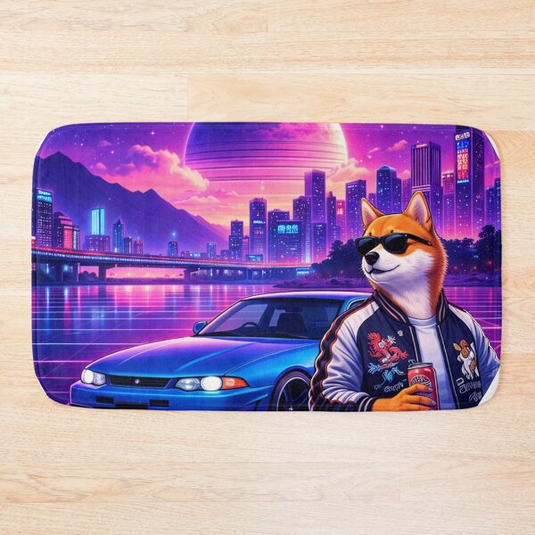 Item preview, Neon Shiba Ride in a Cosmic City Night designed and sold by ELmestka.